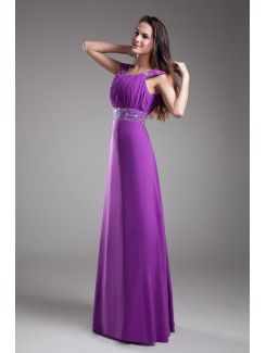 Chiffon Square Floor Length A-line Embroidered Prom Dress