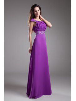 Chiffon Square Floor Length A-line Embroidered Prom Dress