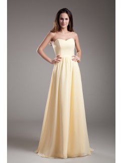 Chiffon Sweetheart Floor Length A-line Embroidered Prom Dress