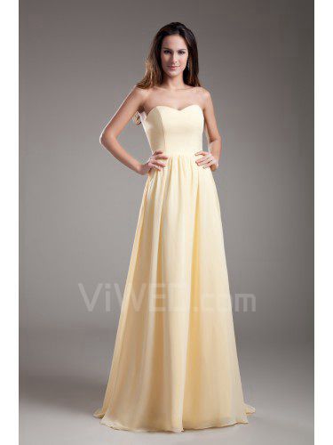 Chiffon Sweetheart Floor Length A-line Embroidered Prom Dress