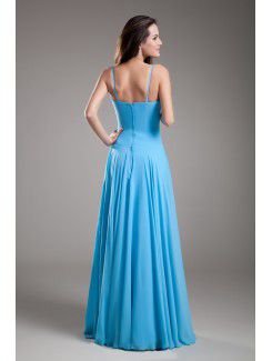 Chiffon V-Neck Floor Length A-line Embroidered Prom Dress