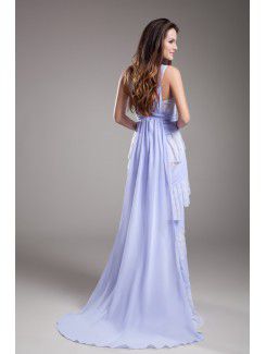 Chiffon Straps Sweep Train Column Prom Dress