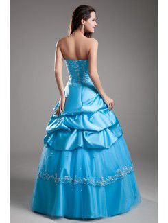 Satin Sweetheart Floor Length A-line Embroidered Prom Dress