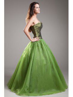 Organza Sweetheart Floor Length A-line Embroidered Prom Dress