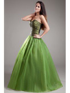 Organza Sweetheart Floor Length A-line Embroidered Prom Dress