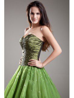 Organza Sweetheart Floor Length A-line Embroidered Prom Dress