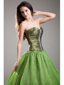 Organza Sweetheart Floor Length A-line Embroidered Prom Dress