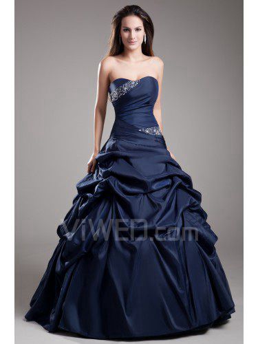 Schatz bodenlangen satin a-linie bestickte ballkleid