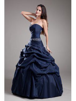 Satin Sweetheart Floor Length A-line Embroidered Prom Dress