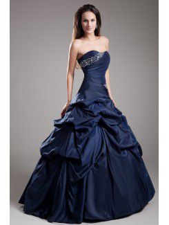 Satin Sweetheart Floor Length A-line Embroidered Prom Dress