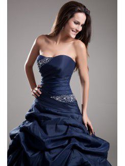 Satin Sweetheart Floor Length A-line Embroidered Prom Dress