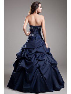 Satin Sweetheart Floor Length A-line Embroidered Prom Dress