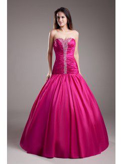 Taffeta Sweetheart Floor Length Ball Gown Embroidered Prom Dress