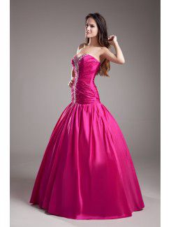 Taffeta Sweetheart Floor Length Ball Gown Embroidered Prom Dress