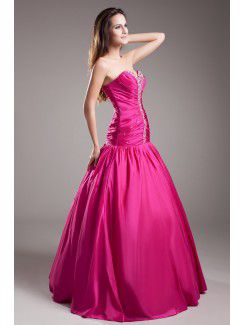 Taffeta Sweetheart Floor Length Ball Gown Embroidered Prom Dress