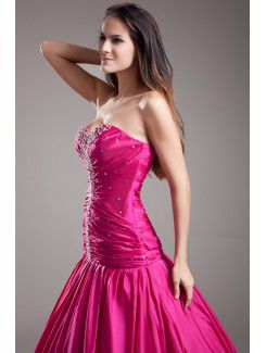 Taffeta Sweetheart Floor Length Ball Gown Embroidered Prom Dress