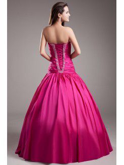 Taffeta Sweetheart Floor Length Ball Gown Embroidered Prom Dress