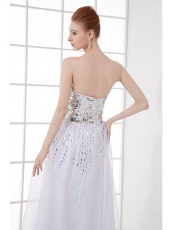 Organza Sweetheart Sheath Floor Length Sequins Prom Dress