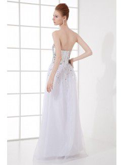 Organza Sweetheart Sheath Floor Length Sequins Prom Dress