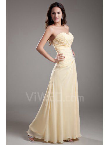 Chiffon and Lace Sweetheart Ankle-Length Column Embroidered Prom Dress