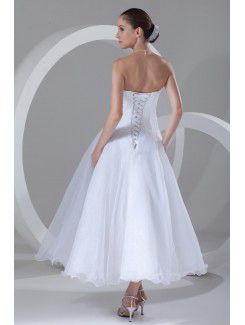 Organza Strapless Ankle-Length Column Short Wedding Dress