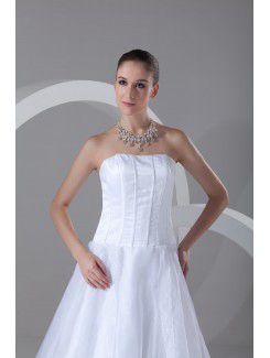 Organza Strapless Ankle-Length Column Short Wedding Dress