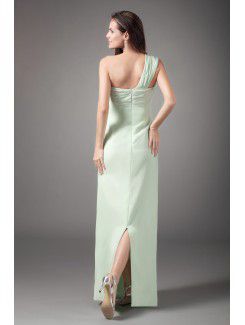 Chiffon One-Shoulder Floor Length Column Embroidered Prom Dress