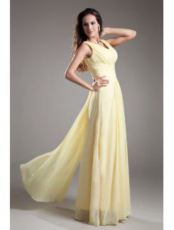 Chiffon V-Neck Floor Length Column Prom Dress