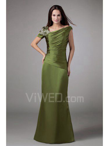 Silk Asymmetrical Floor Length Sheath Embroidered Prom Dress