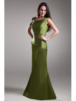 Silk Asymmetrical Floor Length Sheath Embroidered Prom Dress