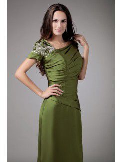 Silk Asymmetrical Floor Length Sheath Embroidered Prom Dress