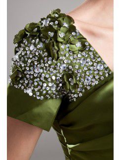 Silk Asymmetrical Floor Length Sheath Embroidered Prom Dress