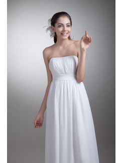 Chiffon Strapless Sweep Train Column Wedding Dress