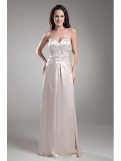 Satin Sweetheart Floor Length Column Embroidered Prom Dress