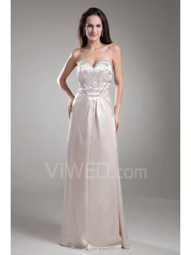 Satin Sweetheart Floor Length Column Embroidered Prom Dress