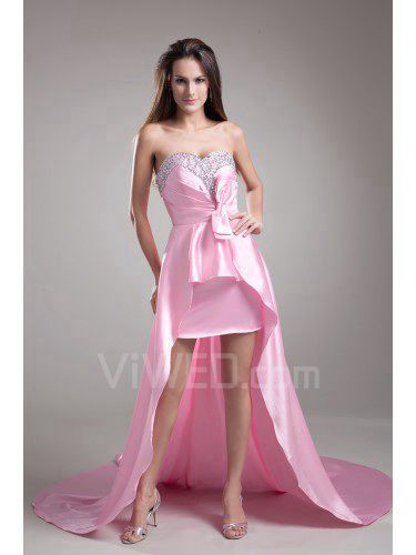 Satin schatz sweep zug a-linie bestickte ballkleid