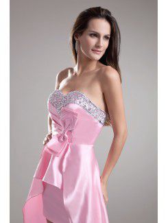 Satin Sweetheart Sweep Train A-line Embroidered Prom Dress