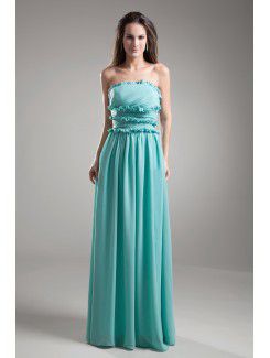 Chiffon strapless vloer lengte kolom galajurk