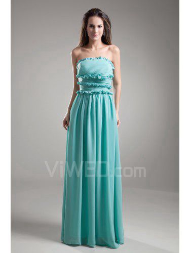 Chiffon Strapless Floor Length Column Prom Dress