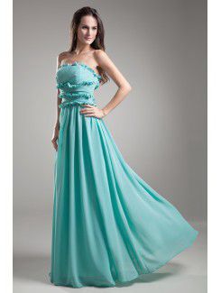 Chiffon Strapless Floor Length Column Prom Dress