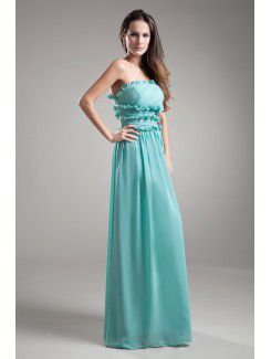 Chiffon Strapless Floor Length Column Prom Dress