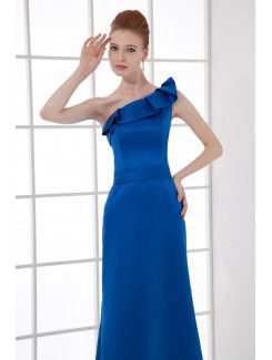 Satin Asymmetrical Sheath Floor Length Prom Dress