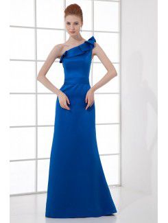 Satin Asymmetrical Sheath Floor Length Prom Dress