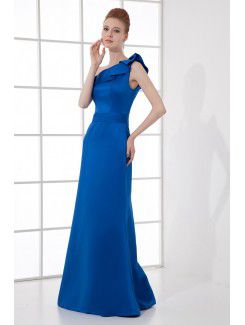 Satin Asymmetrical Sheath Floor Length Prom Dress