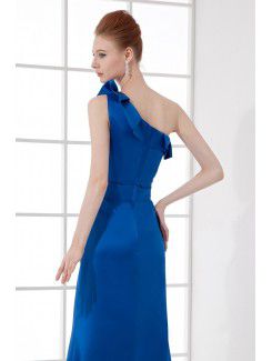 Satin Asymmetrical Sheath Floor Length Prom Dress