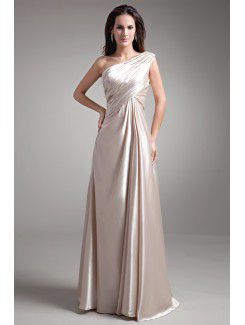 Silk Asymmetrical Floor Length A-line Embroidered Prom Dress