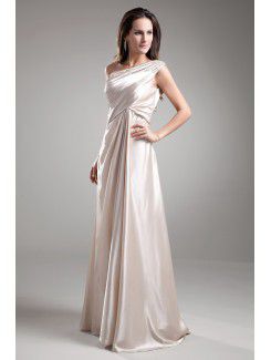 Silk Asymmetrical Floor Length A-line Embroidered Prom Dress