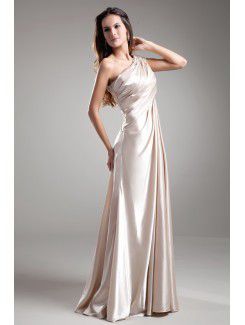 Silk Asymmetrical Floor Length A-line Embroidered Prom Dress