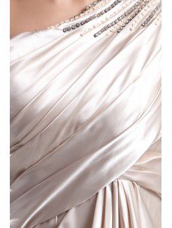 Silk Asymmetrical Floor Length A-line Embroidered Prom Dress