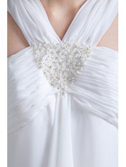 Chiffon Straps Sweep Train Column Embroidered Wedding Dress